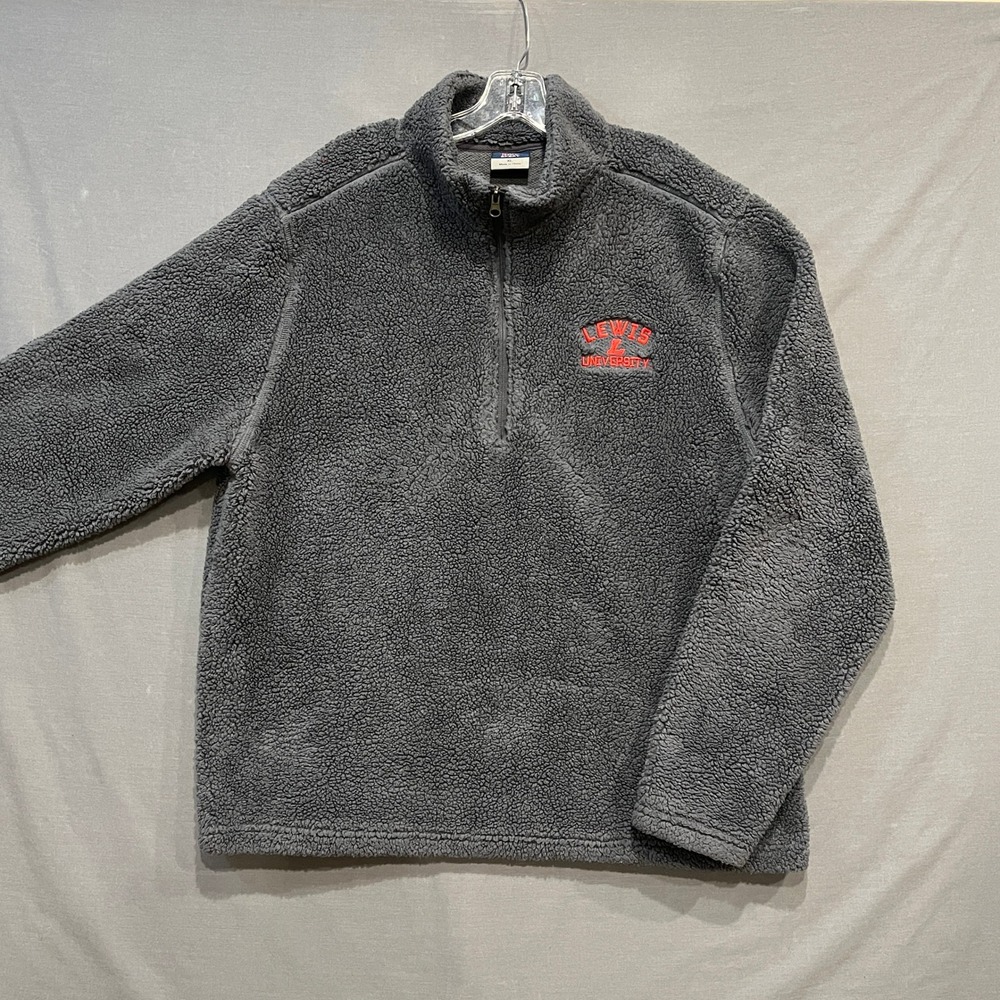 Lewis‎ University Flyers 1/4 Zip Sweatshirt Mens XL Grey Fleece Sherpa Pullover